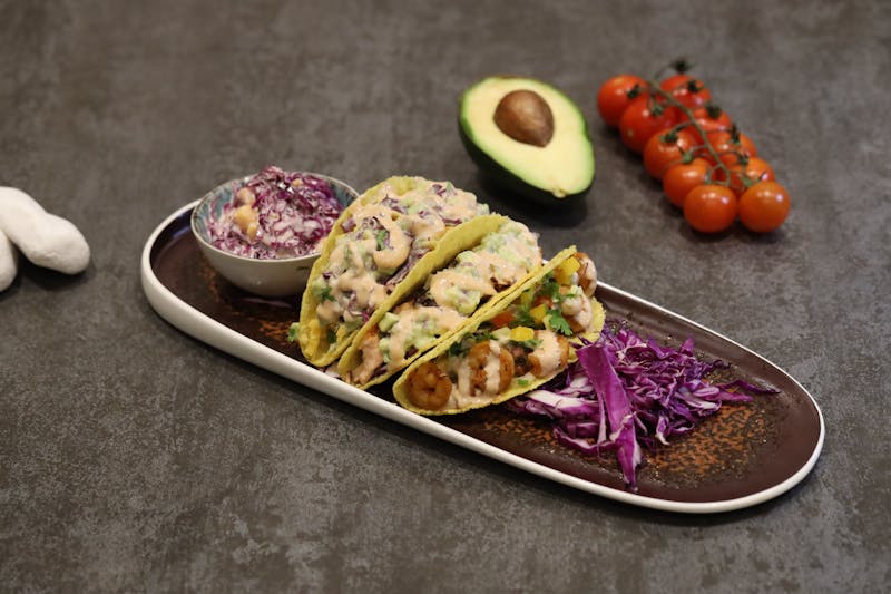 Shrimp tacos plate at Cafe Rio